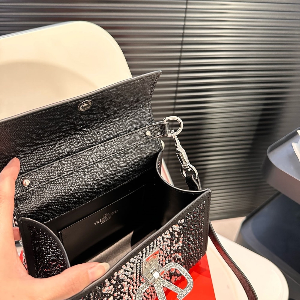 VALENTINO GARAVANI MINI VSLING HANDBAG WITH SPARKLING EMBROIDERY BLACK 19CM - Image 7