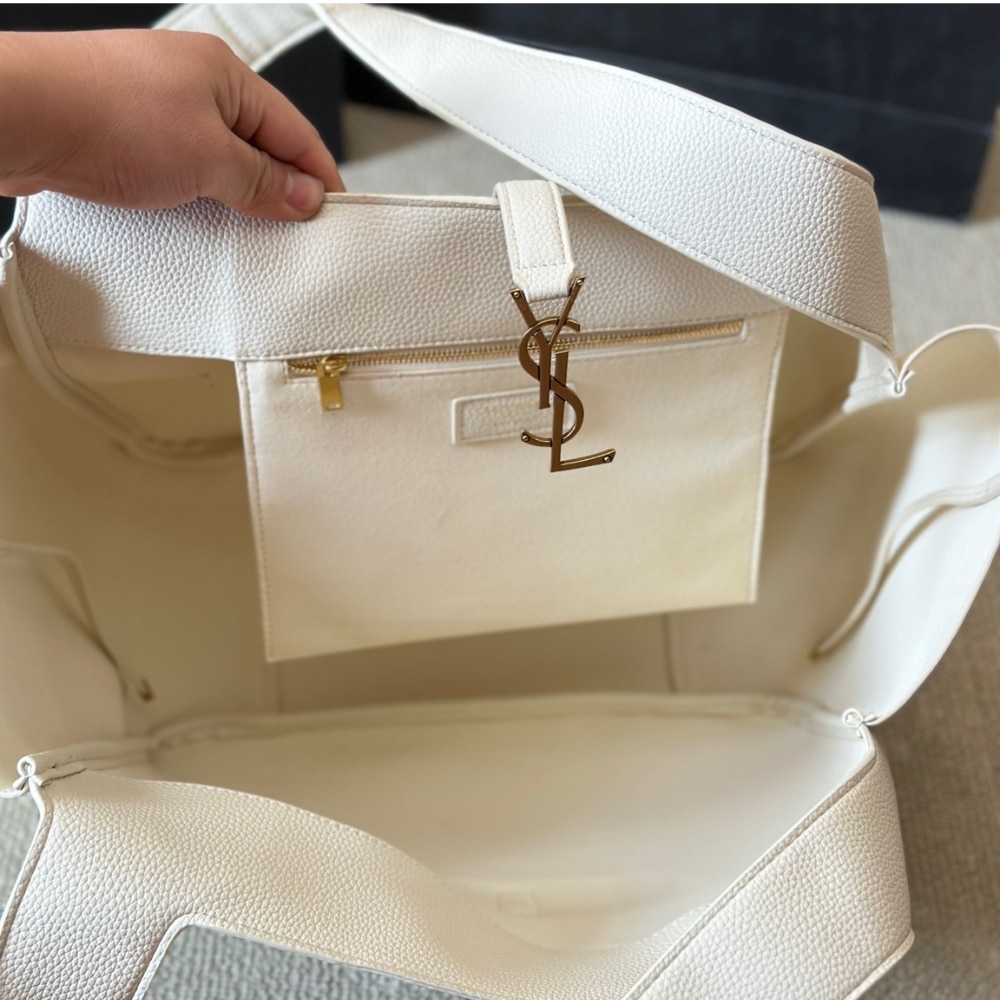 SAINT LAURENT LE 5 À 7 BEA IN GRAINED LEATHER WHITE 50CM 763435AADDG - Image 6