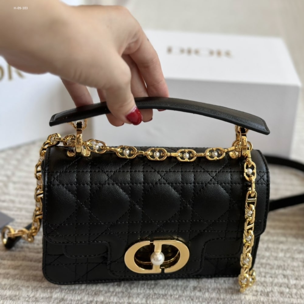 Alternative view of DIOR JOLIE TOP HANDLE BAG MINI CANNAGE CALFSKIN BLACK 19CM