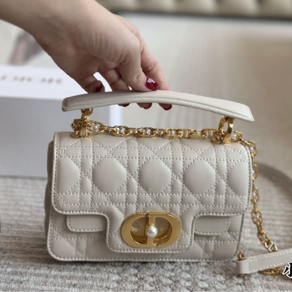 Alternative view of DIOR JOLIE TOP HANDLE BAG MINI CANNAGE CALFSKIN WHITE 19CM