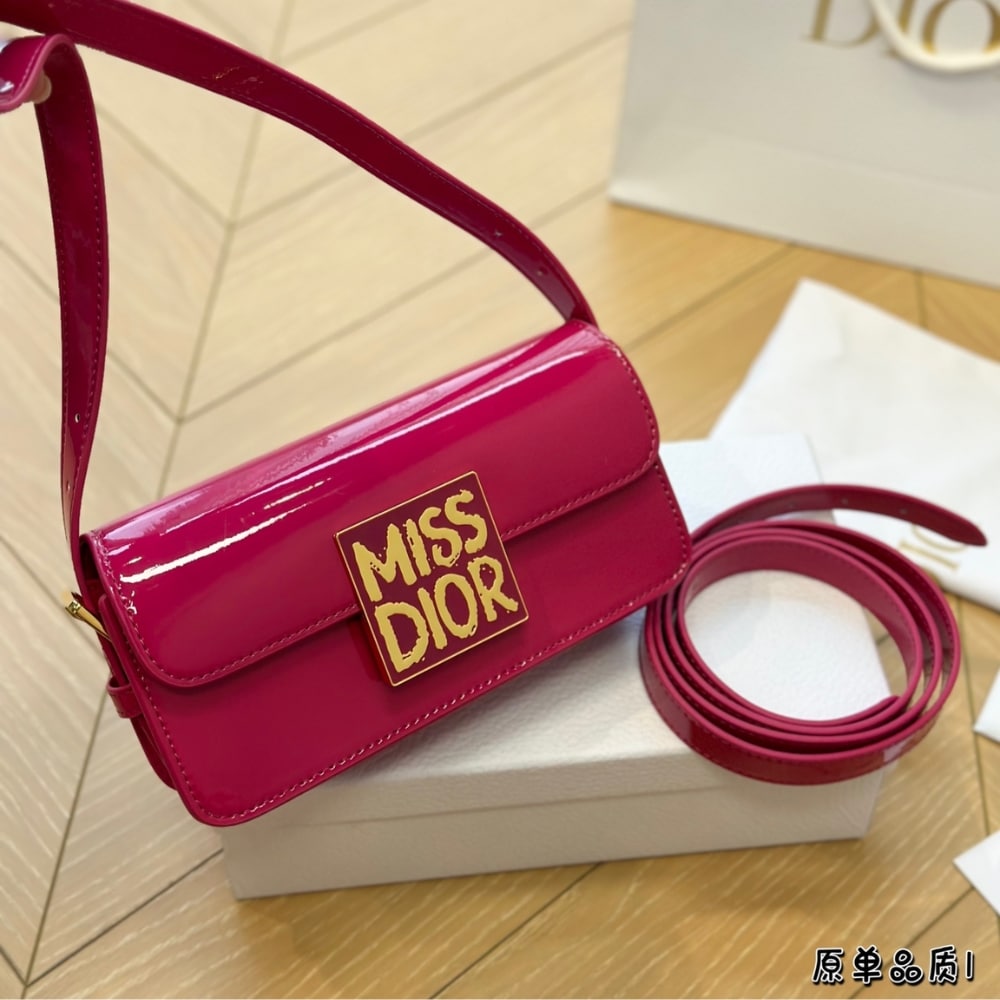 Alternative view of DIOR MISS DIOR FLAP BAG PATENT CALFSKIN FUCHSIA 20CM