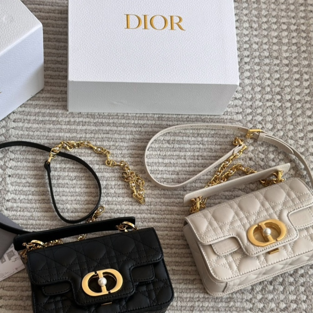 DIOR JOLIE TOP HANDLE BAG MINI CANNAGE CALFSKIN WHITE 19CM - Image 3