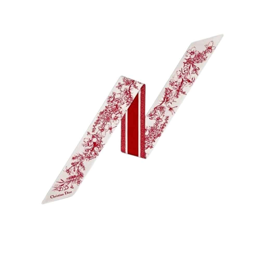 DIOR TOILE DE JOUY FLOWERS MITZAH SCARF RED