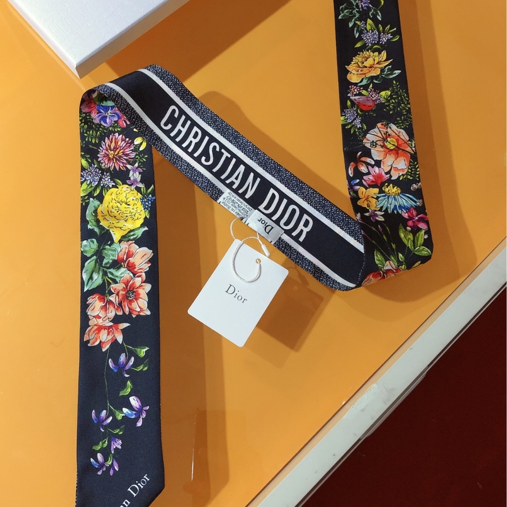 Alternative view of DIOR D FLORAL MITZAH SCARF BLUE SILK MULTICOLOR 105CM