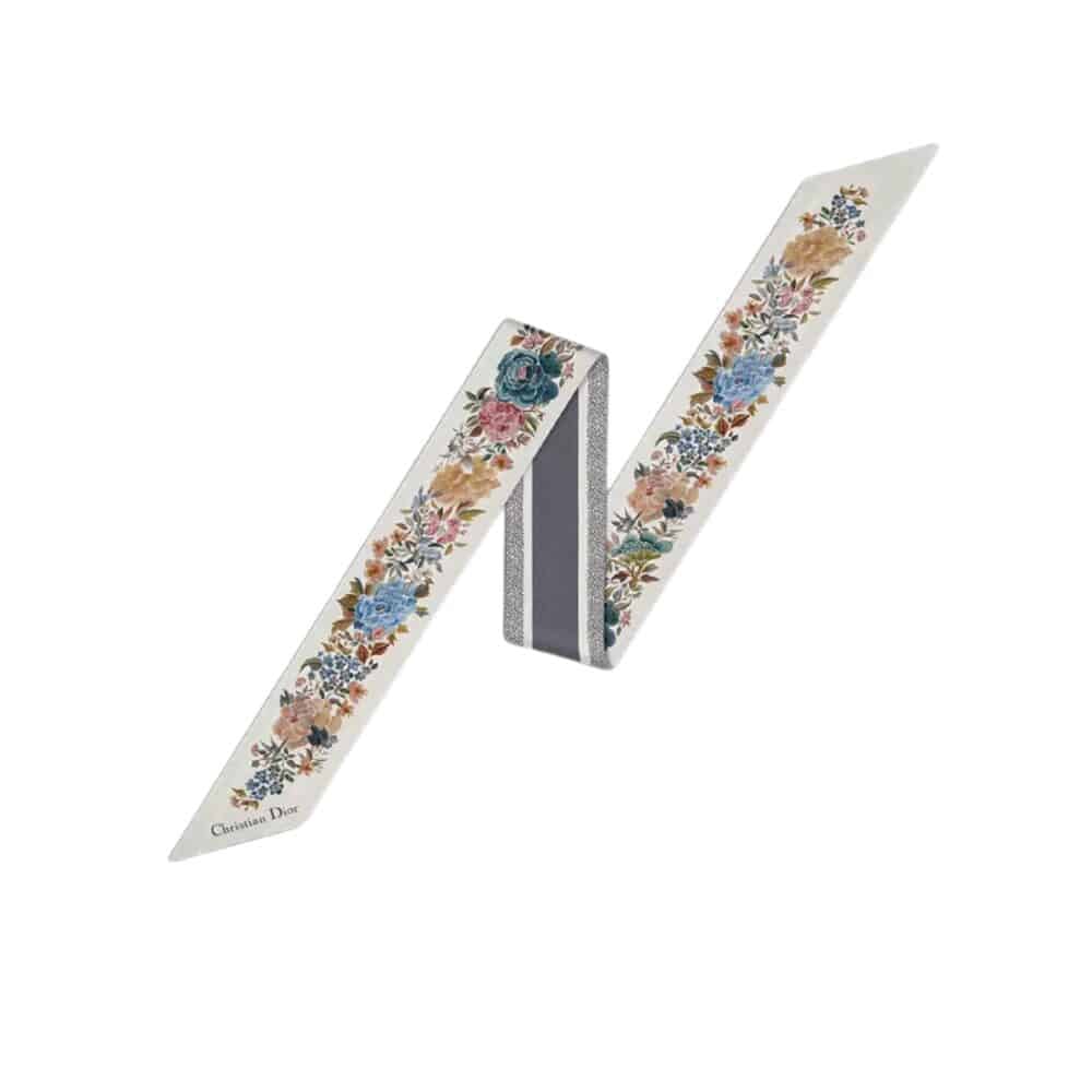 DIOR JARDIN D'HIVER MITZAH SCARF SILK WHITE MULTICOLOR
