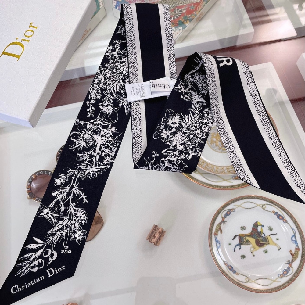 Alternative view of DIOR TOILE DE JOUY FLOWERS MITZAH SCARF BLACK