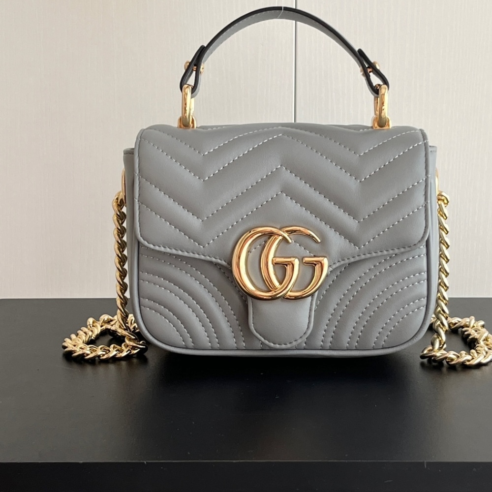GUCCI GG MARMONT MINI SHOULDER BAG GREY 17CM - Image 6