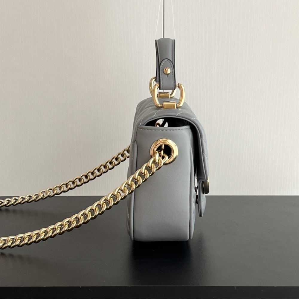 GUCCI GG MARMONT MINI SHOULDER BAG GREY 17CM - Image 8