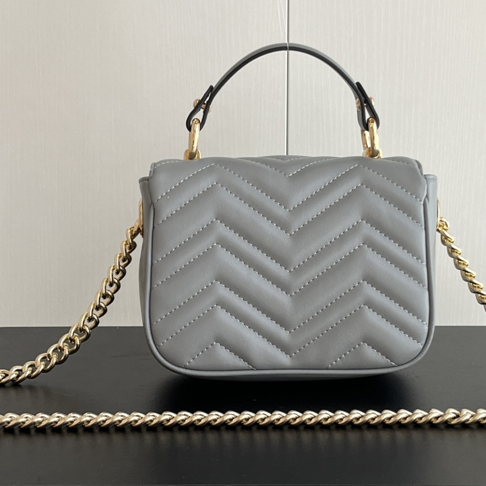 GUCCI GG MARMONT MINI SHOULDER BAG GREY 17CM - Image 9
