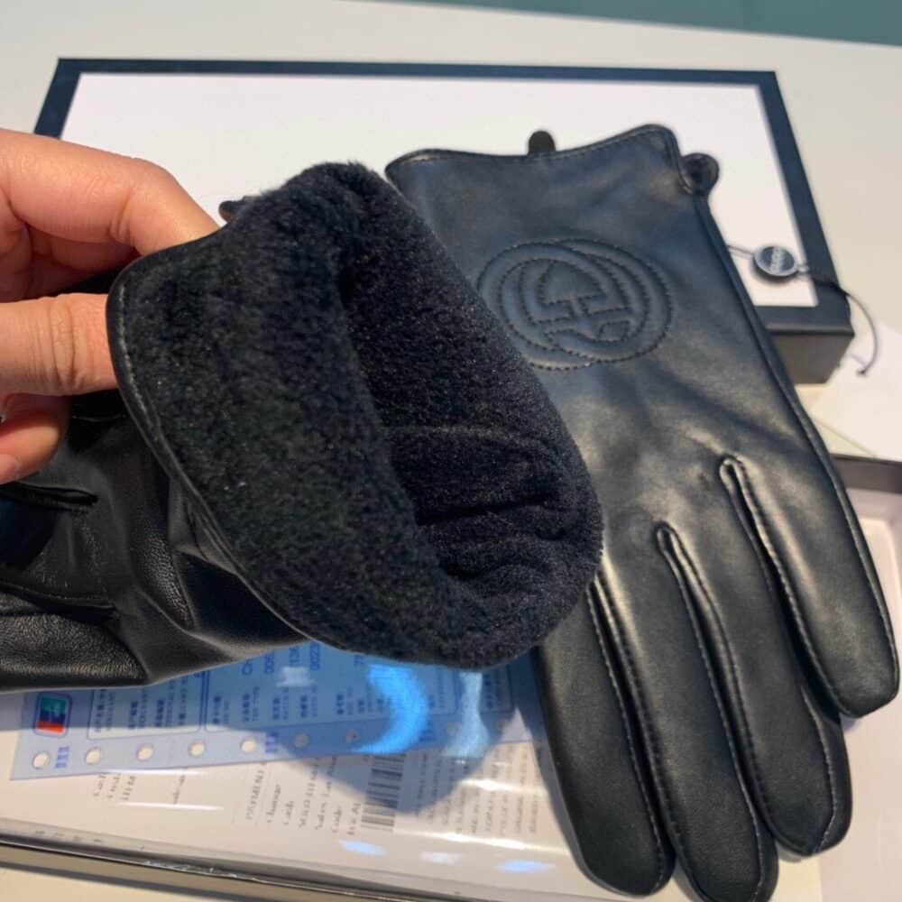 Alternative view of GUCCI GLOVES GG LOGO EMBROIDERY  LEATHER BLACK