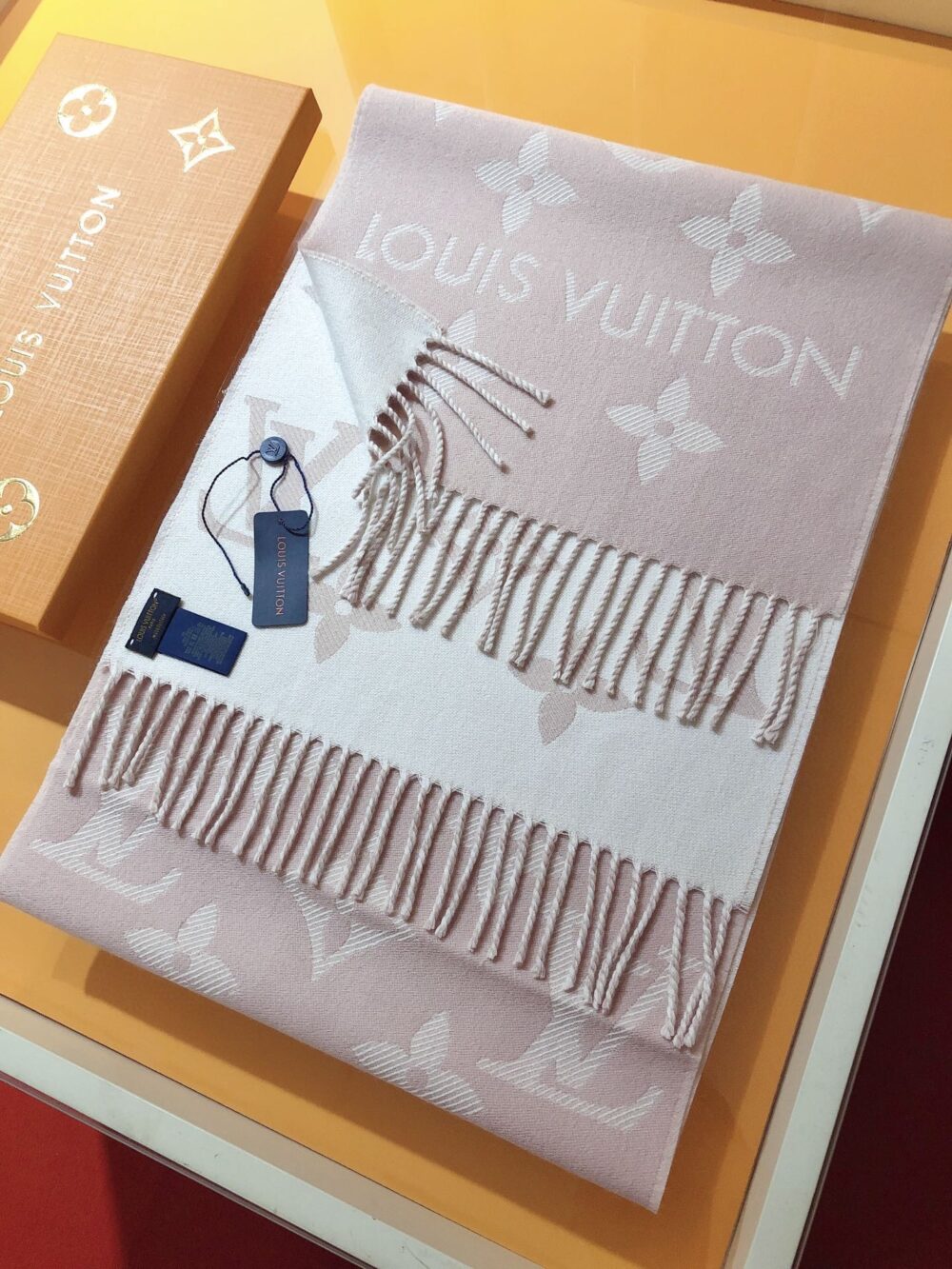 Alternative view of LOUIS VUITTON LV MONOGRAM ESSENTIAL SCARF PINK BEIGE M77854