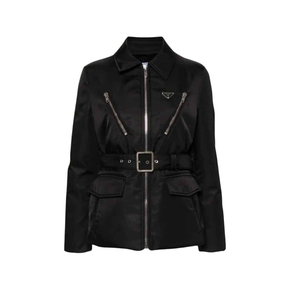 PRADA TRIANGLE LOGO PADDED JACKET BLACK
