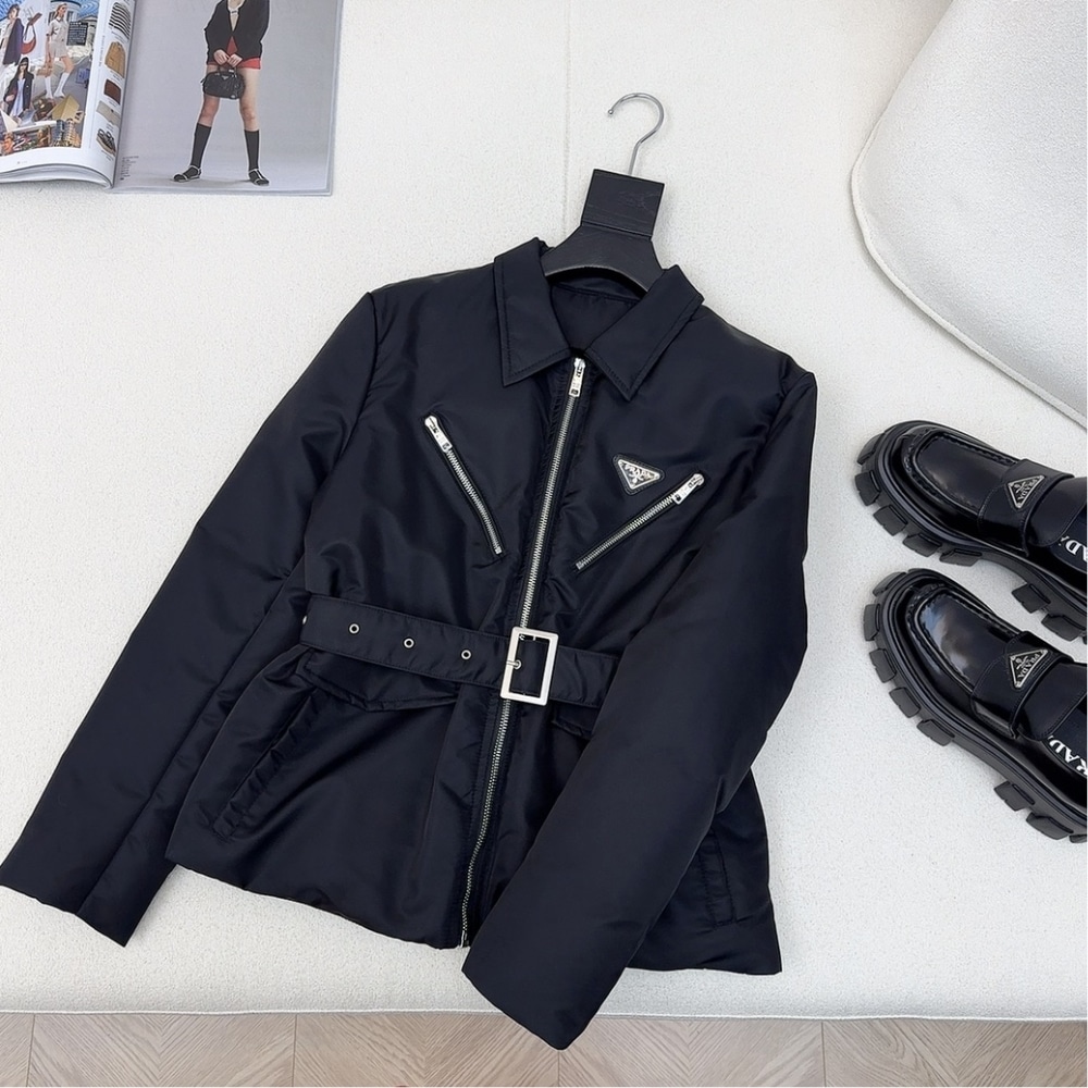 Alternative view of PRADA TRIANGLE LOGO PADDED JACKET BLACK
