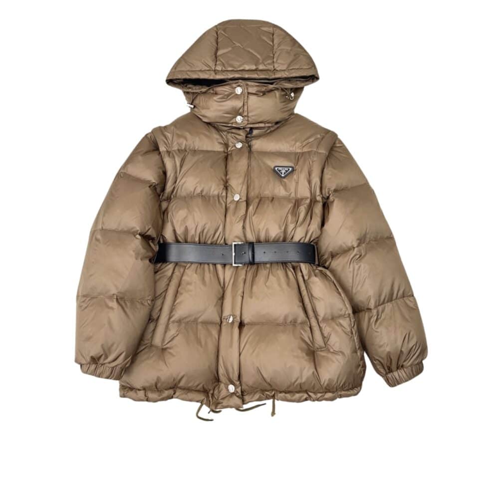 PRADA TWO WAY DOWN JACKET TECHNICAL BROWN