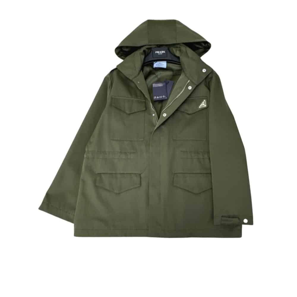 PRADA HOODED WINDBREAKER GREEN