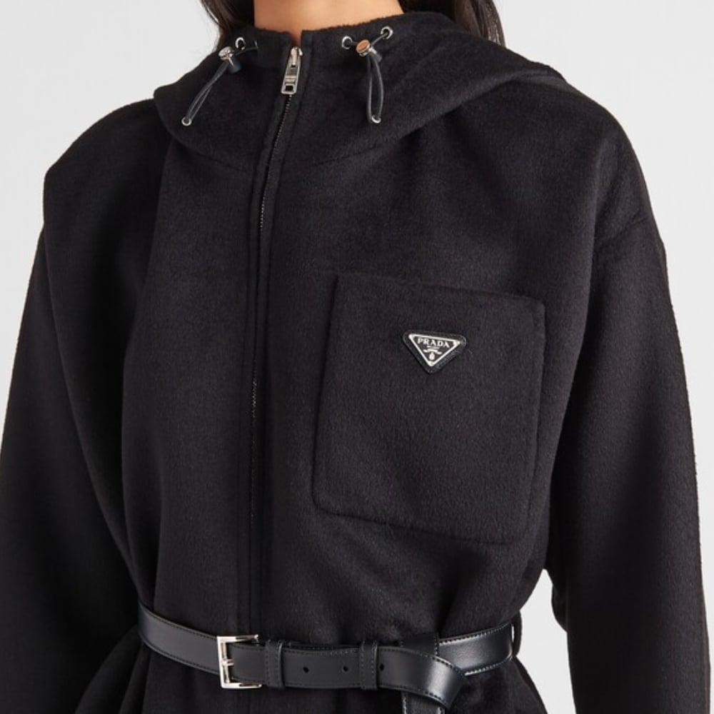 Alternative view of PRADA CASHGORA AND NYLON COAT NYLON BLACK
