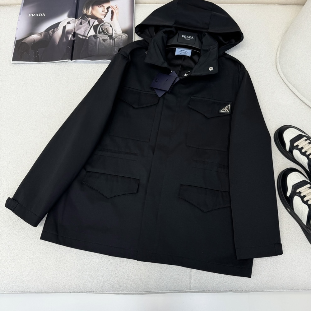 Alternative view of PRADA HOODED WINDBREAKER BLACK