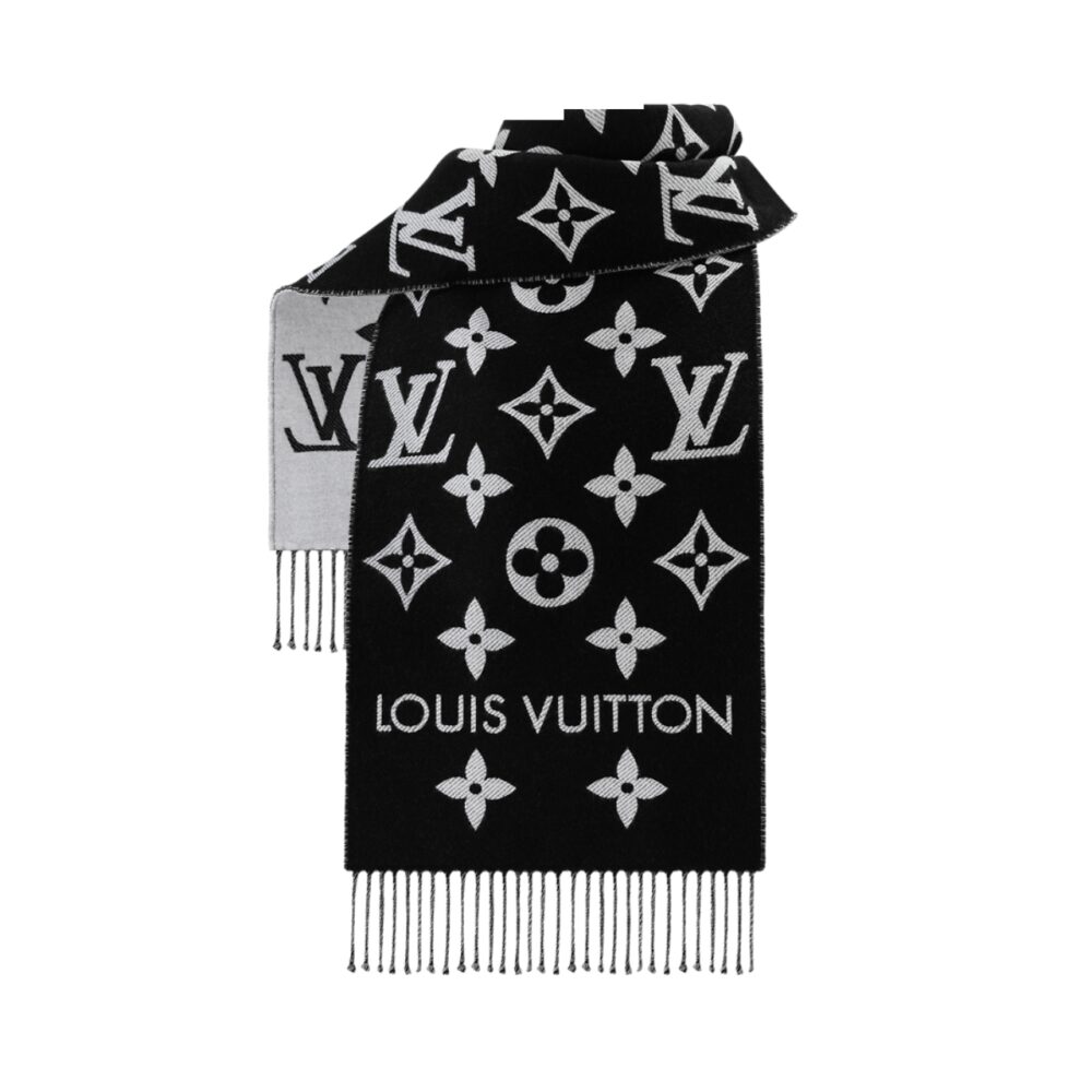 LOUIS VUITTON LV MONOGRAM ESSENTIAL SCARF ENCRE BLACK M77853