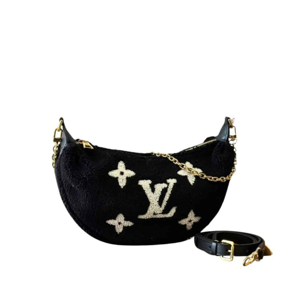 LOUIS VUITTON OVER THE MOON BAG MONOGRAM GIANT TEDDY FLEECE BLACK 28CM