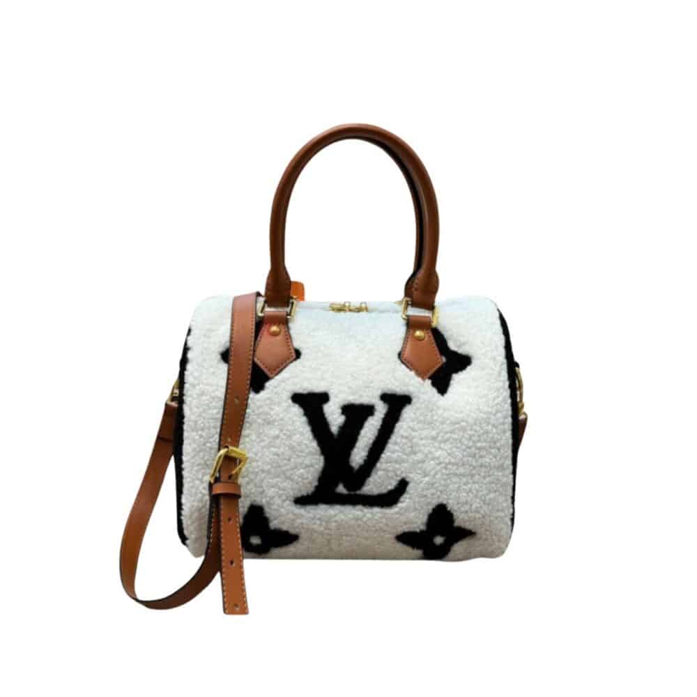 LOUIS VUITTON MONOGRAM TEDDY SPEEDY BANDOULIERE WHITE 25CM
