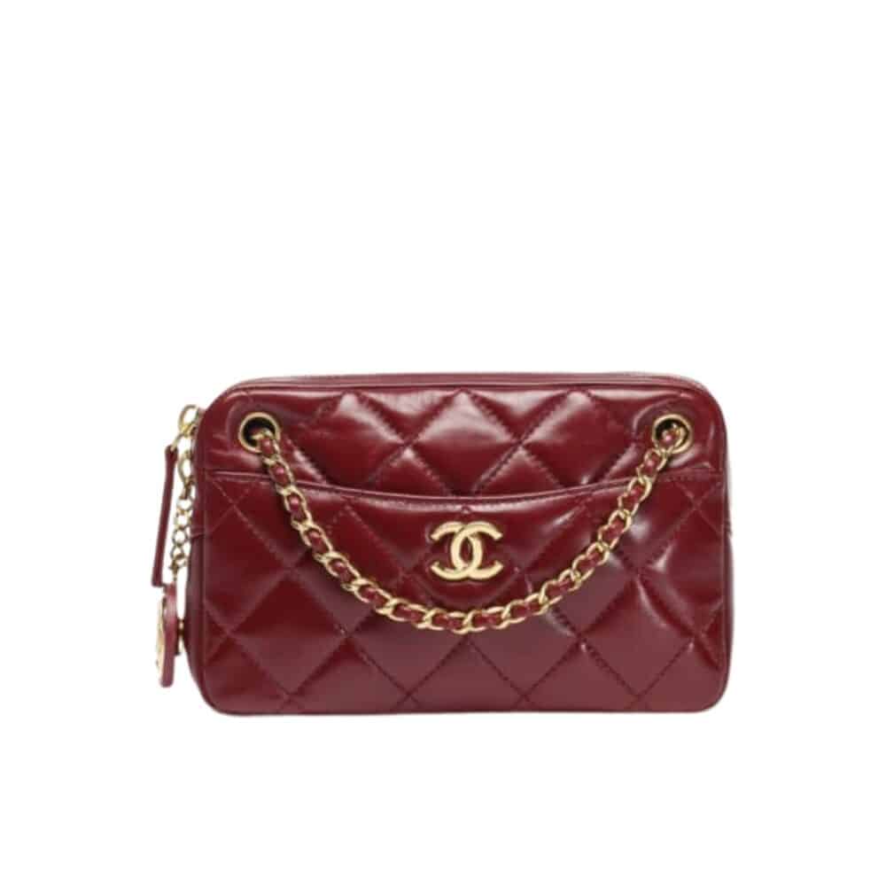 CHANEL MINI CAMERA CASE BURGUNDY 18CM AS5190 B18306 NZV44