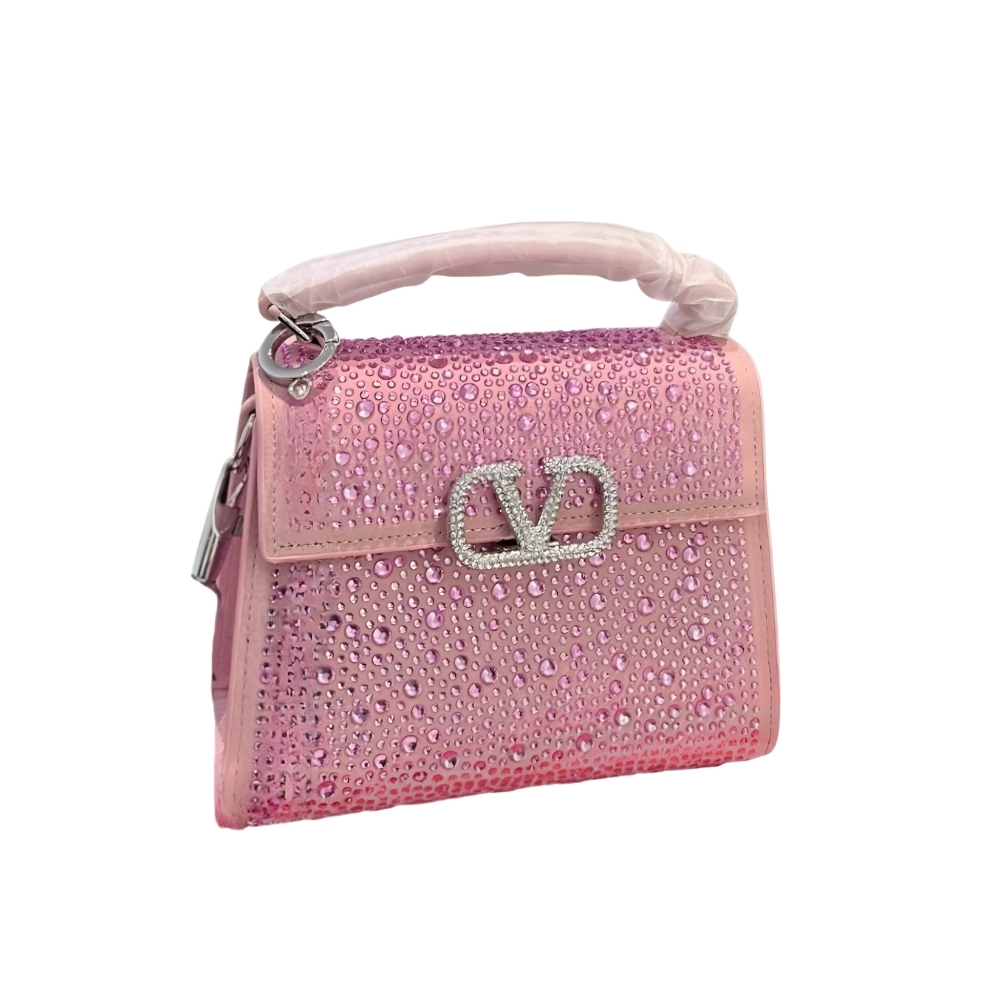 VALENTINO VSLING MINI HANDBAG WITH SPARKLING ROSE QUARTZ 19CM 3W0B0G97THV D0M