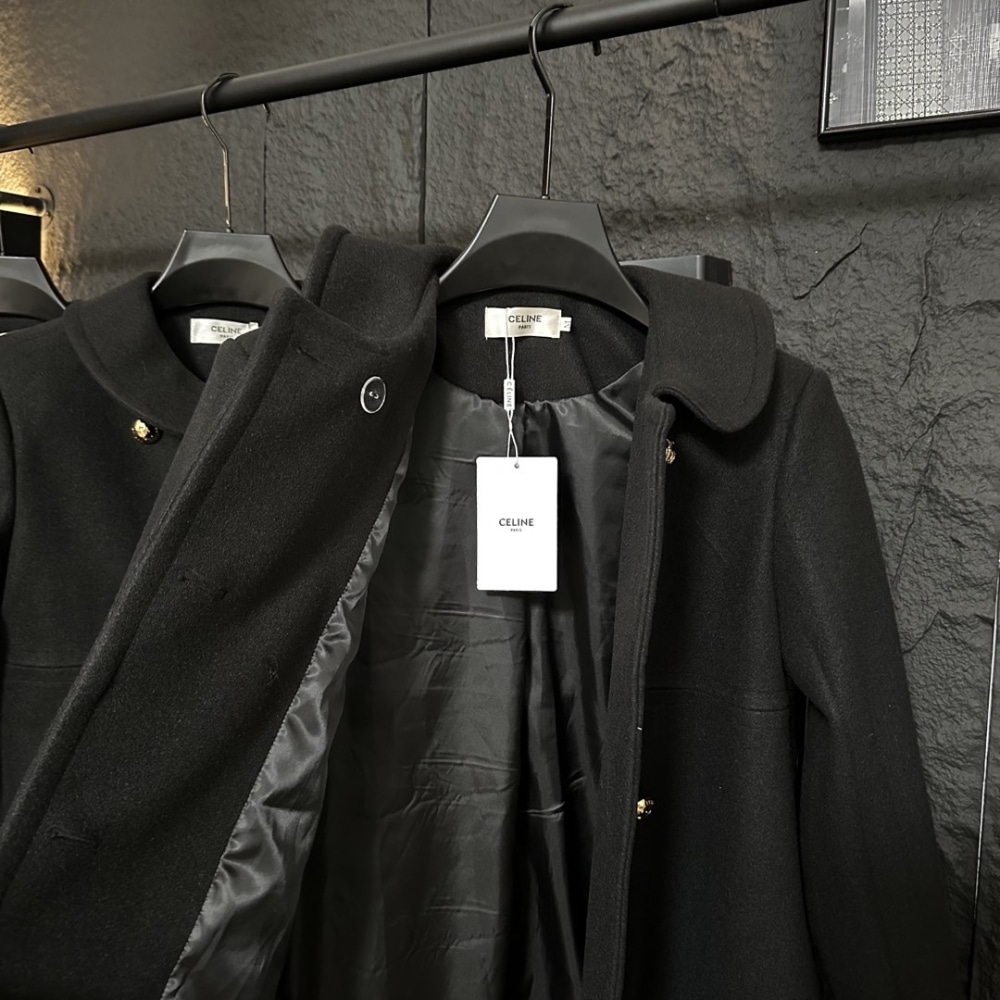 Alternative view of CELINE VICTORINE COAT IN IN DOUBLE FACED CASHMERE BLACK 2M94C6700 38NO