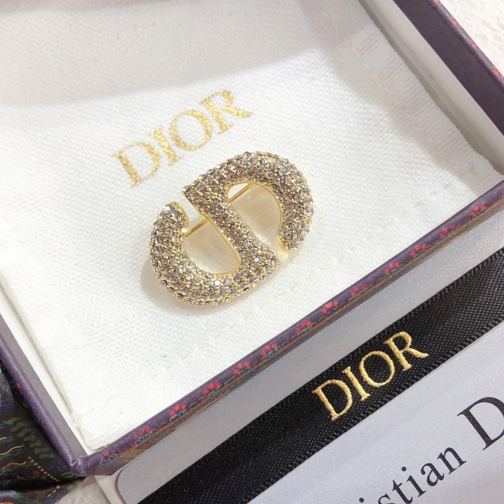 Alternative view of DIOR CD BROOCH GOLD WITH STONES ATTACHED