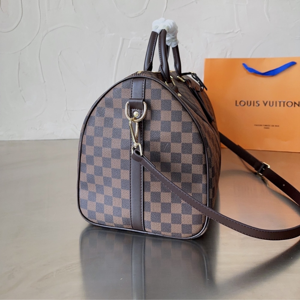 LOUIS VUITTON KEEPALL BANDOULIÈRE TRAVEL BAG DAMIER EBENE BROWN 45CM - Image 3