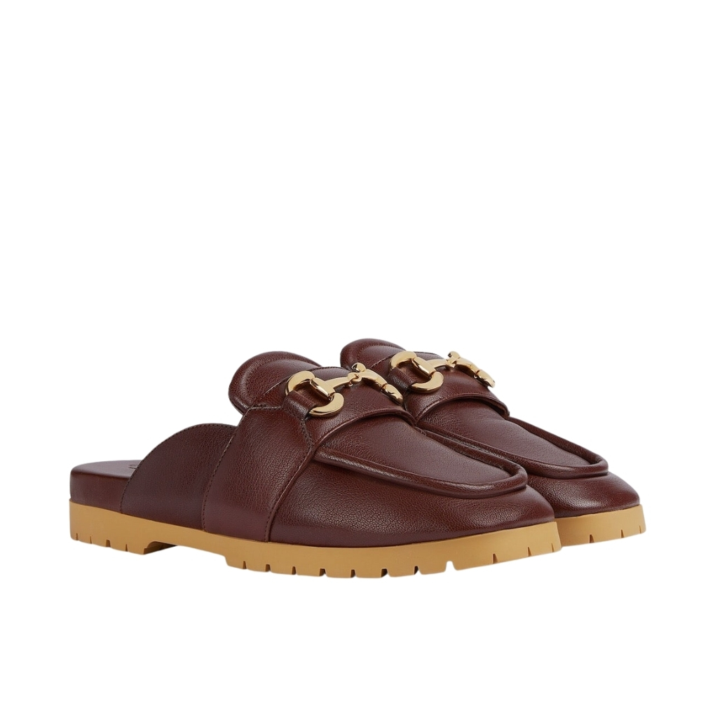 GUCCI WOMEN'S MULE WITH HORSEBIT BROWN 771096 AACAI 2208