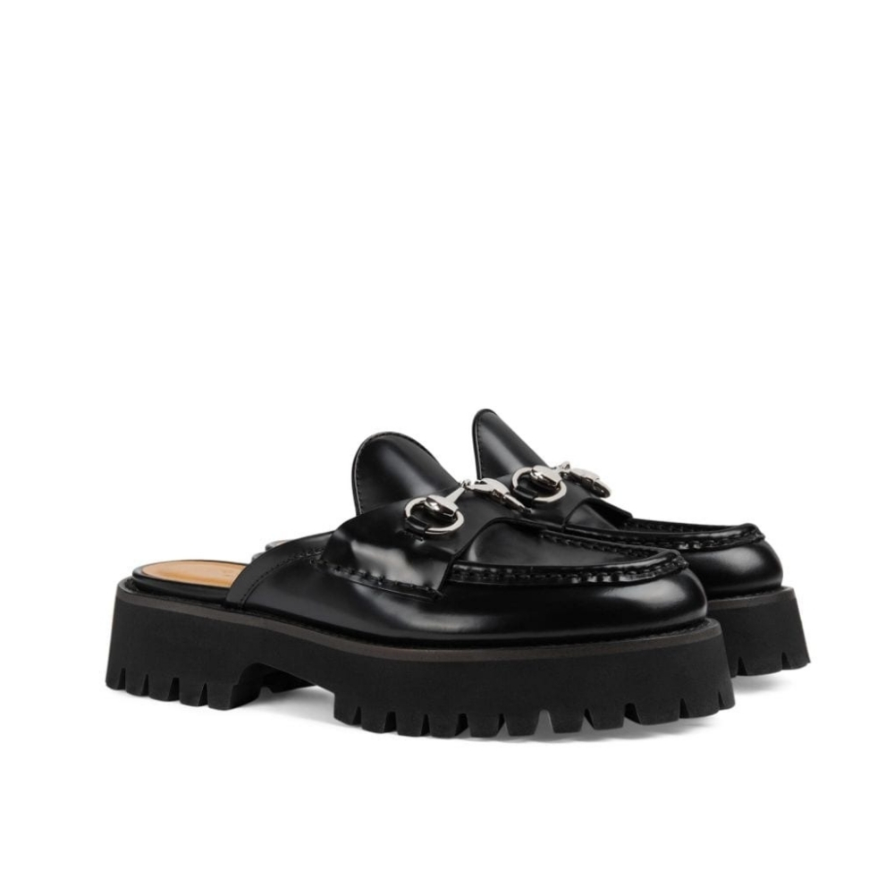 GUCCI WOMEN'S MULE WITH HORSEBIT BLACK 764207 DS800 1000
