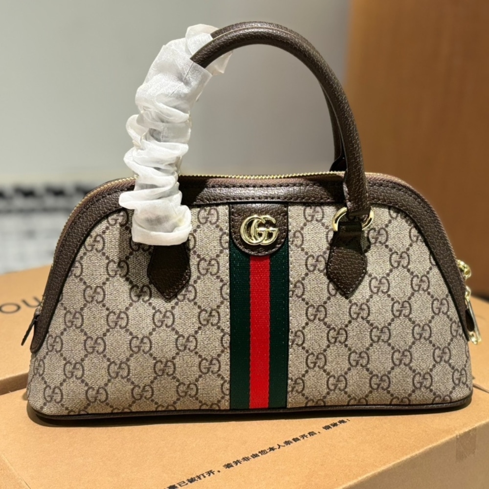 GUCCI OPHIDIA SMALL TOP HANDLE BAG BEIGE AND EBONY 30CM - Image 3