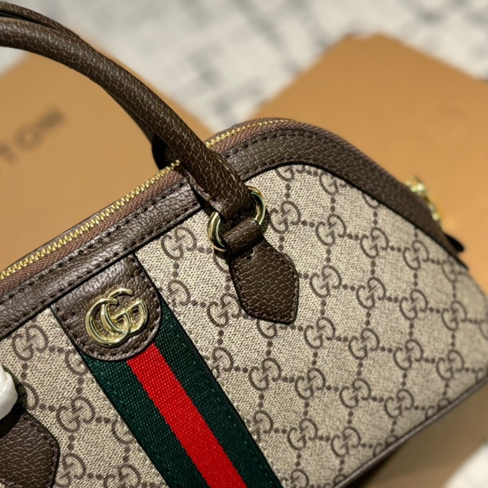 GUCCI OPHIDIA SMALL TOP HANDLE BAG BEIGE AND EBONY 30CM - Image 4