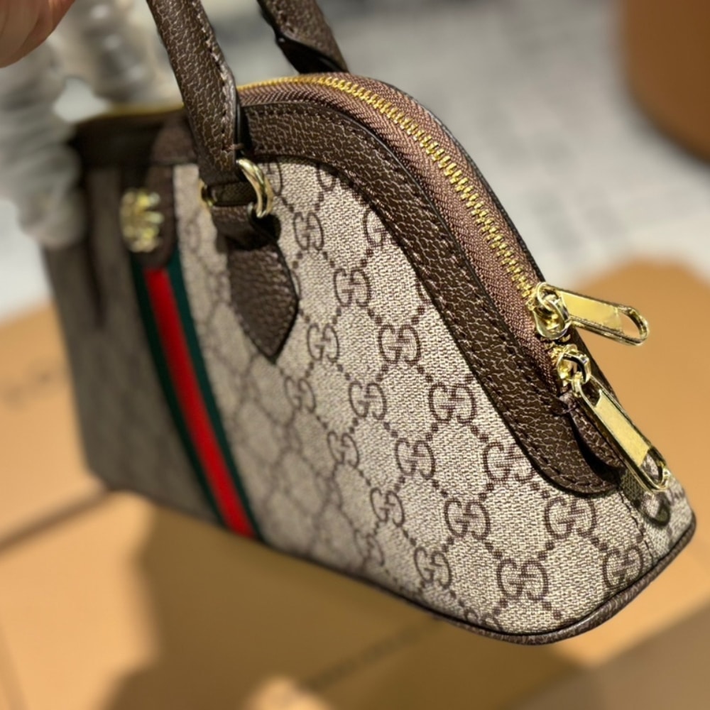 GUCCI OPHIDIA SMALL TOP HANDLE BAG BEIGE AND EBONY 30CM - Image 6