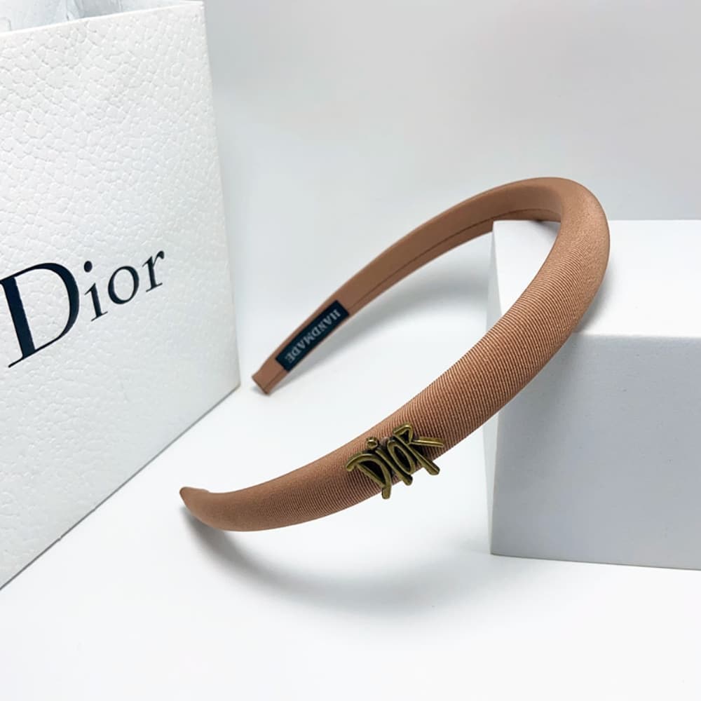 Alternative view of DIOR SMALL DIOR HEADBAND WITH GOLD HARDWARE IN LIGHT BROWN