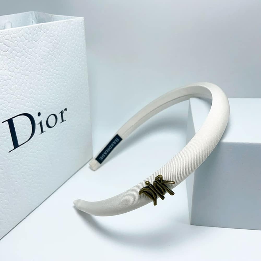 Alternative view of DIOR SMALL DIOR HEADBAND WITH GOLD HARDWARE IN WHITE