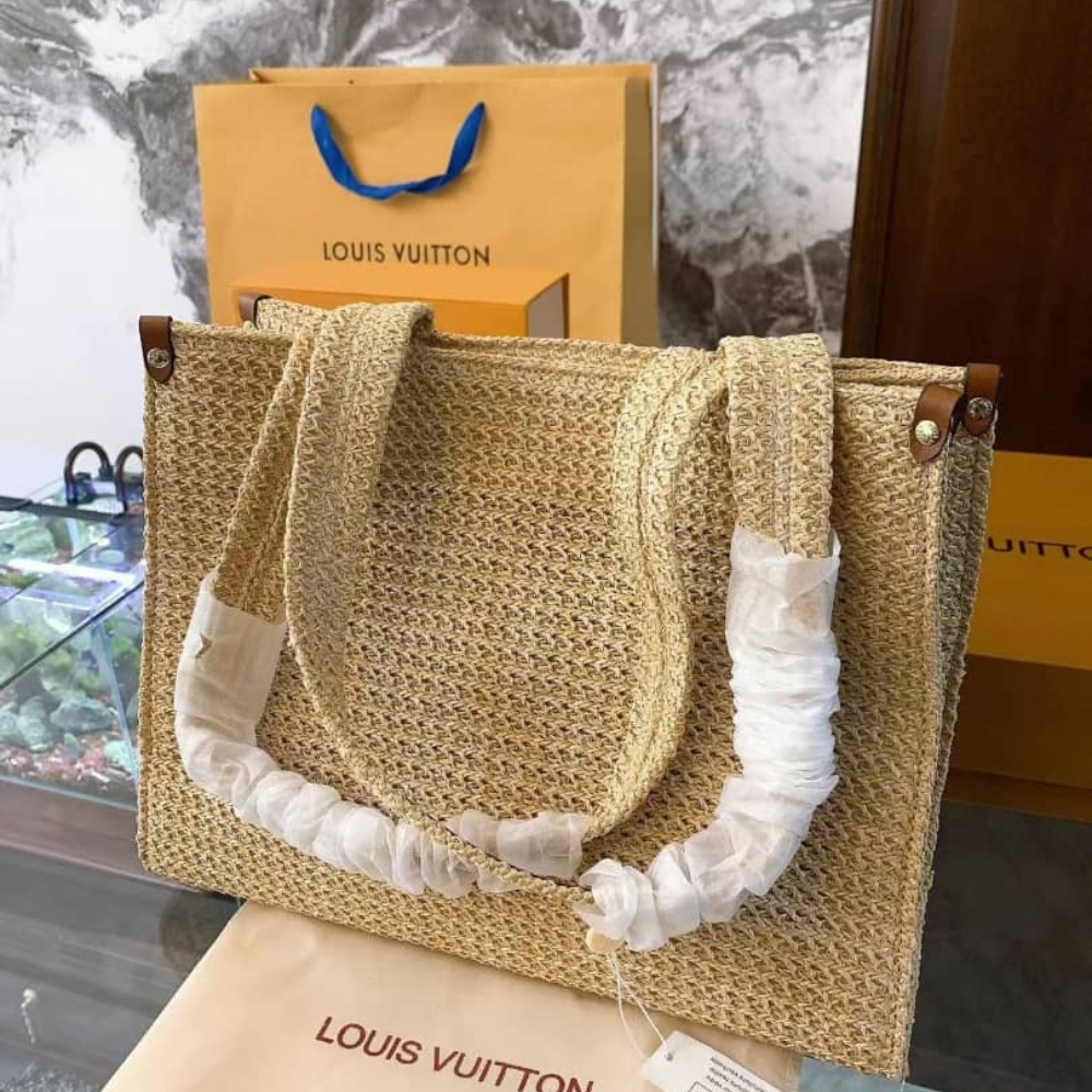 Louis Vuitton Onthego MM Natural Raffia Tan 37Cm M24723 - Image 4