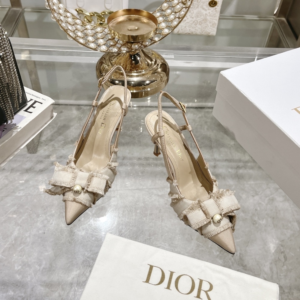 Alternative view of DIOR ADIORABLE SLINGBACK PUMP NUDE FRINGED GROSGRAIN
