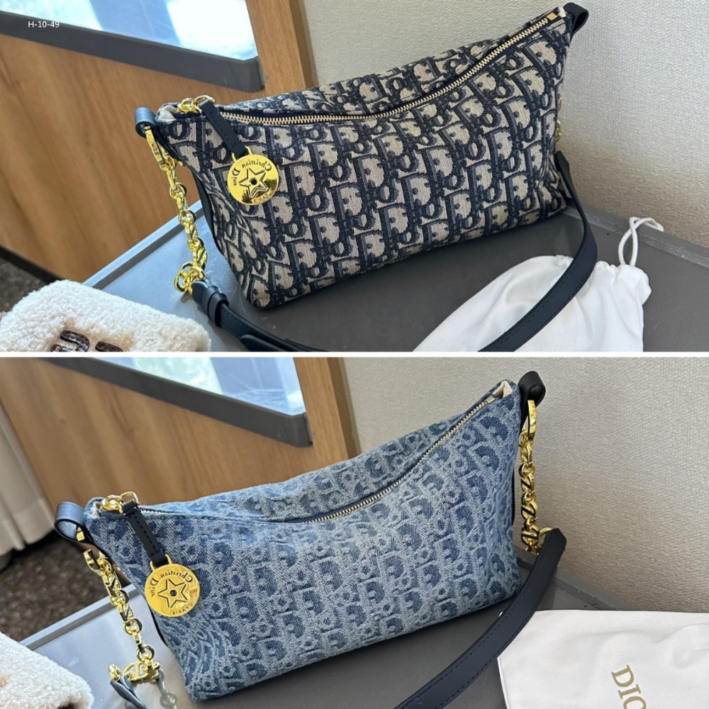 Alternative view of DIOR DIORSTAR HOBO BAG WITH CHAIN BLUE DENIM 22CM S3202UDCE M49E