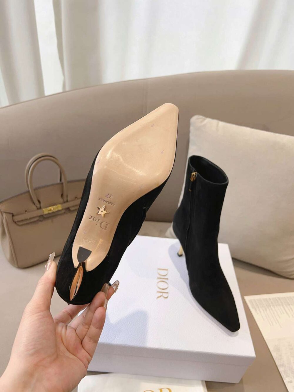 Alternative view of DIOR WOMEN D FAME HEELED ANKLE BOOT SUEDE CALFSKIN BLACK