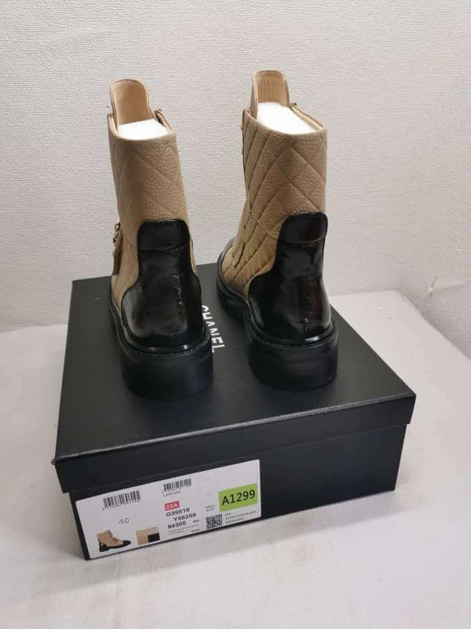 Alternative view of CHANEL LACE UP BOOTS BEIGE BLACK G39516 Y56261 K5119