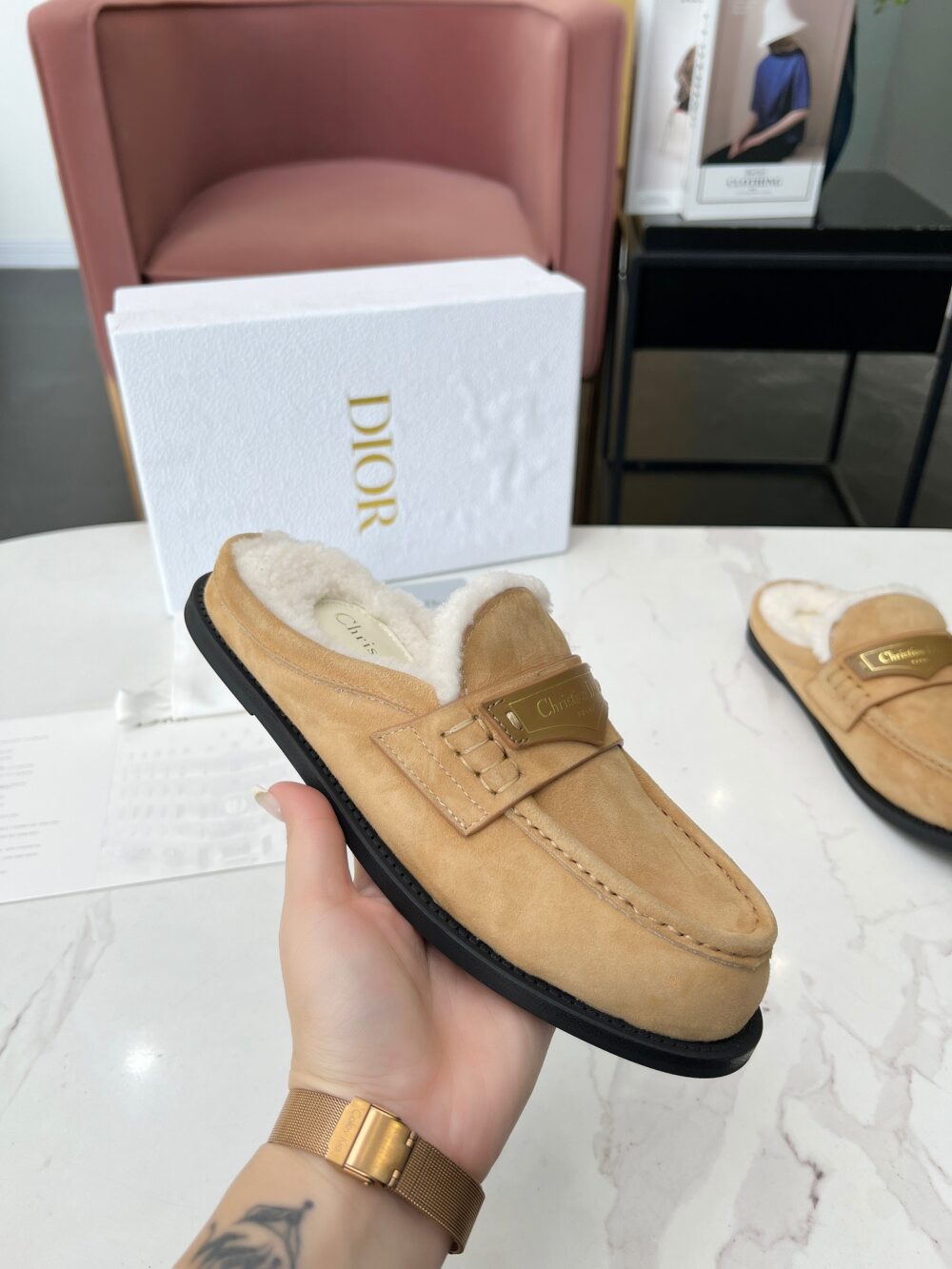 Alternative view of DIOR BOY MULE SUEDE GOATSKIN BEIGE KDB922SKU S43M