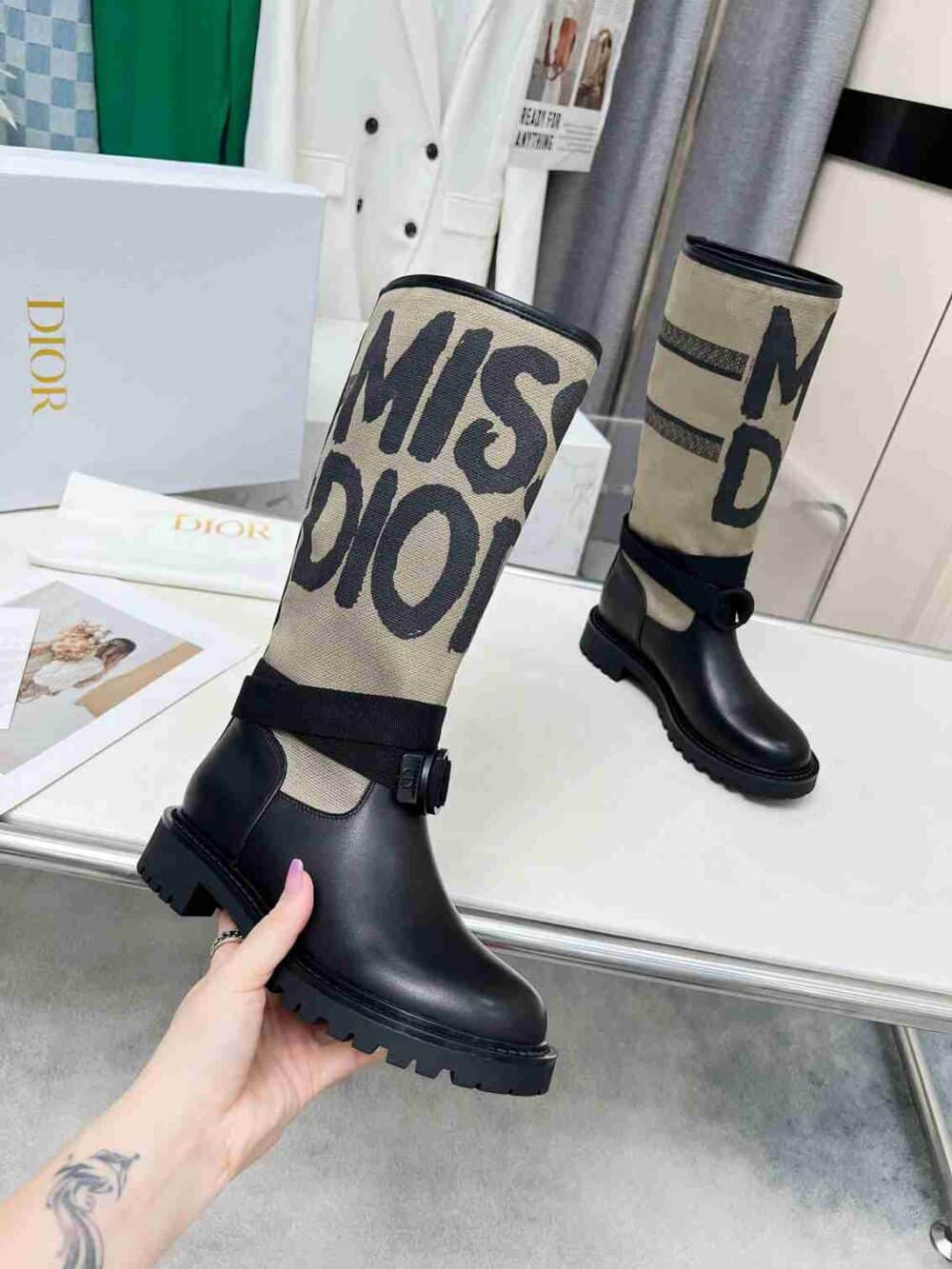 Alternative view of DIOR D MAJOR BOOT WITH MISS DIOR PRINT WARM TAUPE KDI929CMV S44X