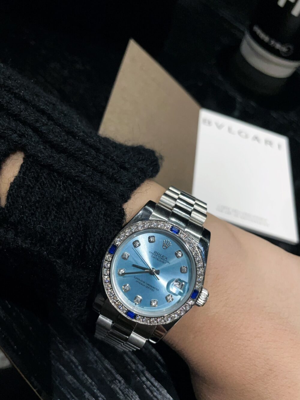 ROLEX DATEJUST WHITE GOLD ICE BLUE DIAMOND 31MM - Image 6