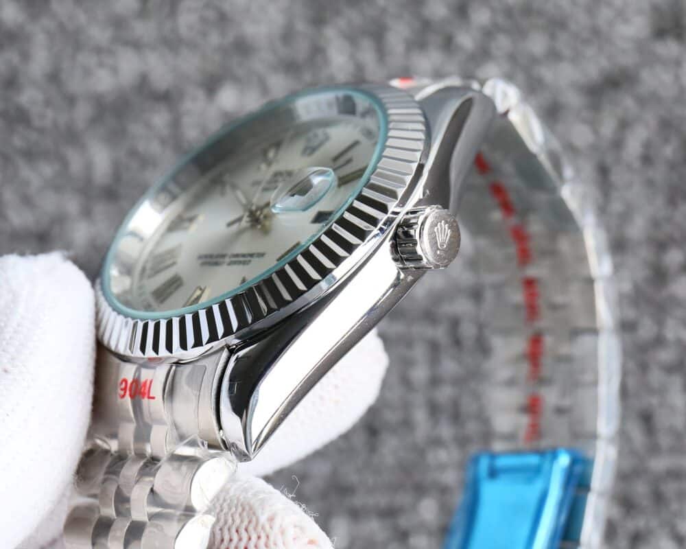ROLEX DATEJUST ROMAN NUMERAL OYSTERSTEEL AND WHITE GOLD IN SILVER 41MM - Image 4
