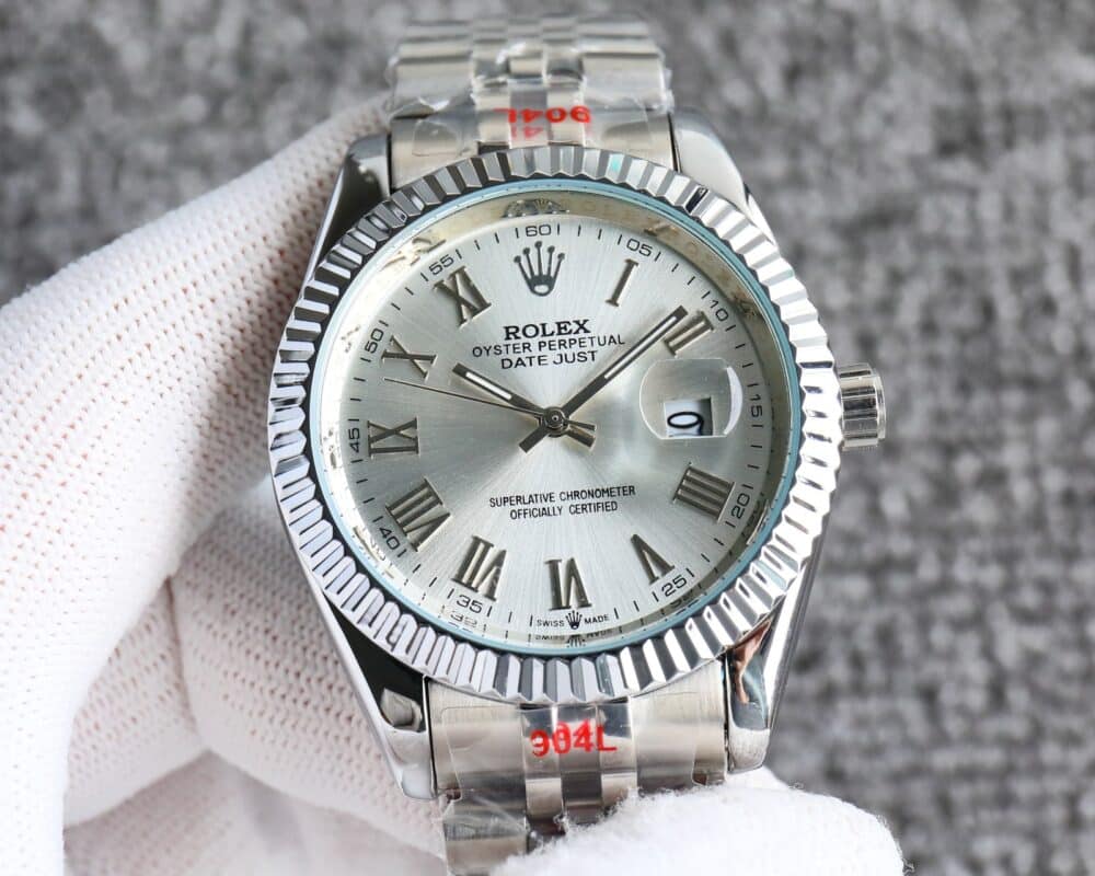 ROLEX DATEJUST ROMAN NUMERAL OYSTERSTEEL AND WHITE GOLD IN SILVER 41MM - Image 3