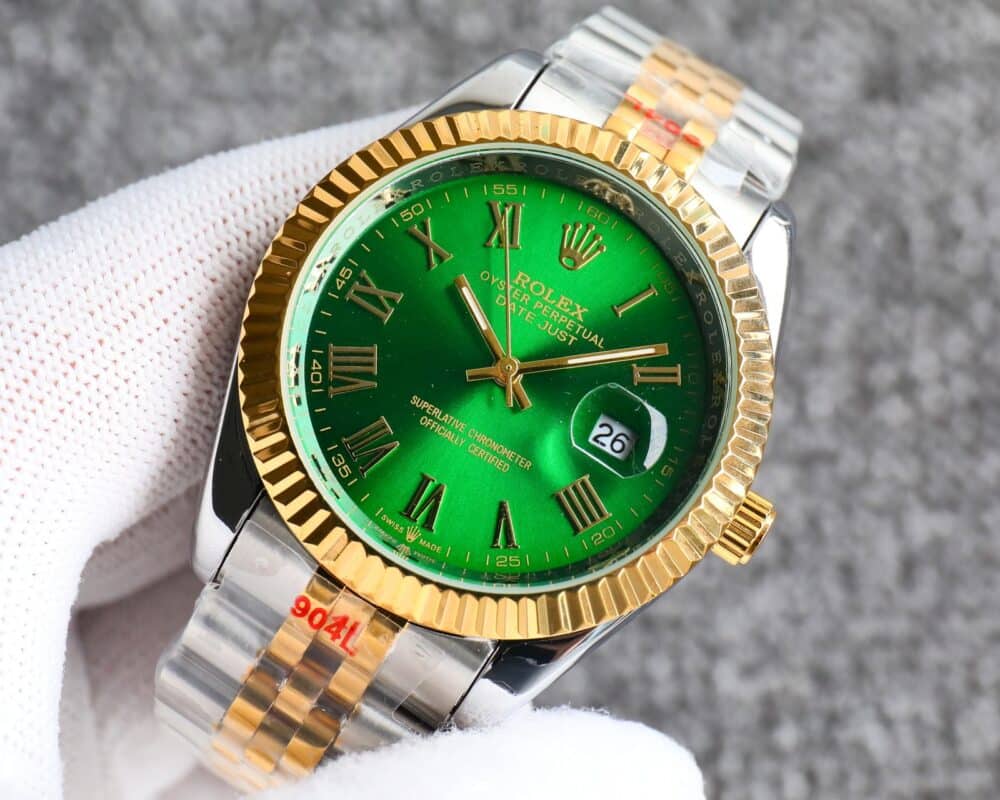 ROLEX DATEJUST ROMAN NUMERAL DIAL OYSTERSTEEL AND GOLD IN GREEN 41MM - Image 4