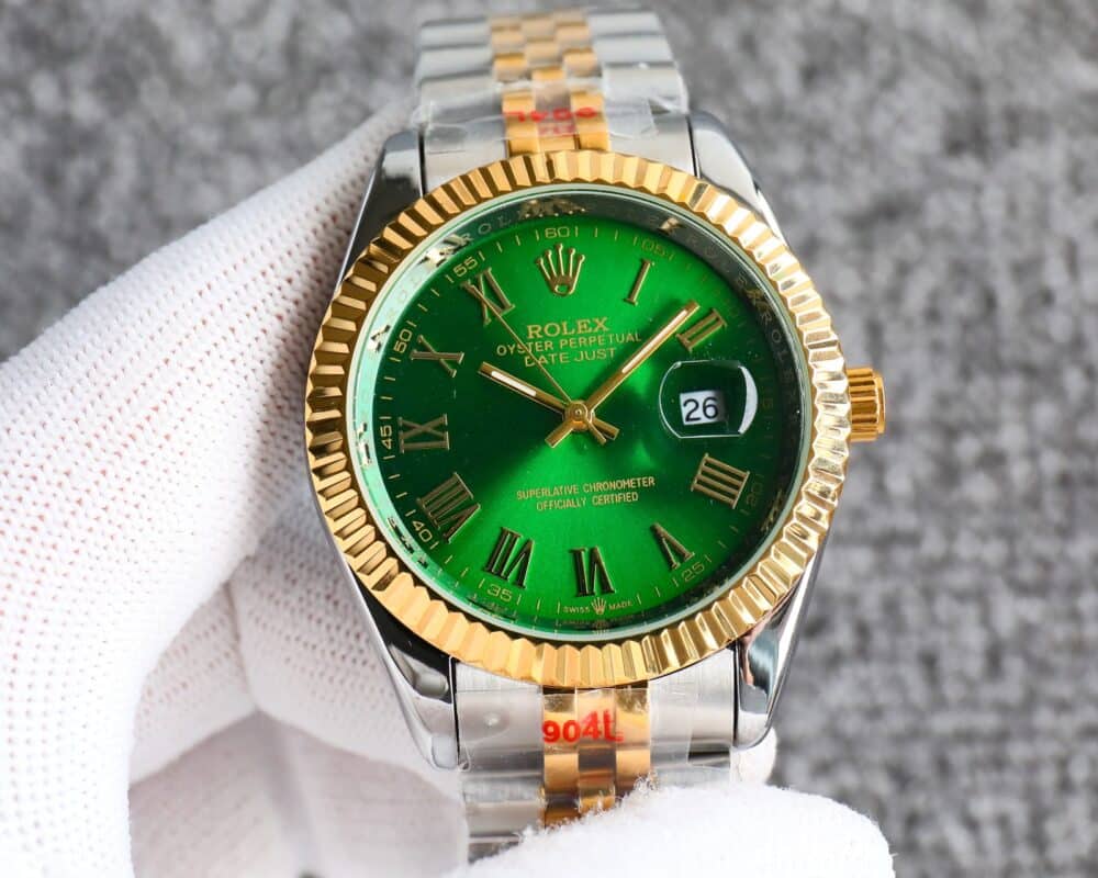 ROLEX DATEJUST ROMAN NUMERAL DIAL OYSTERSTEEL AND GOLD IN GREEN 41MM - Image 3