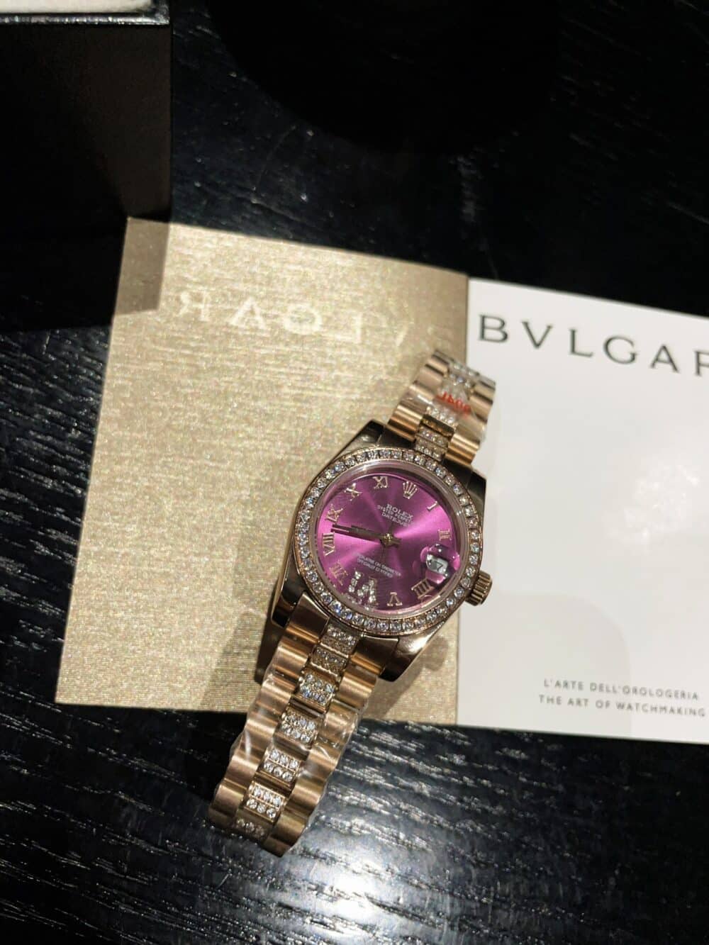 ROLEX DATEJUST DIAMOND IN GOLD WITH ICE PURPLE DIAMOND 31MM - Image 3