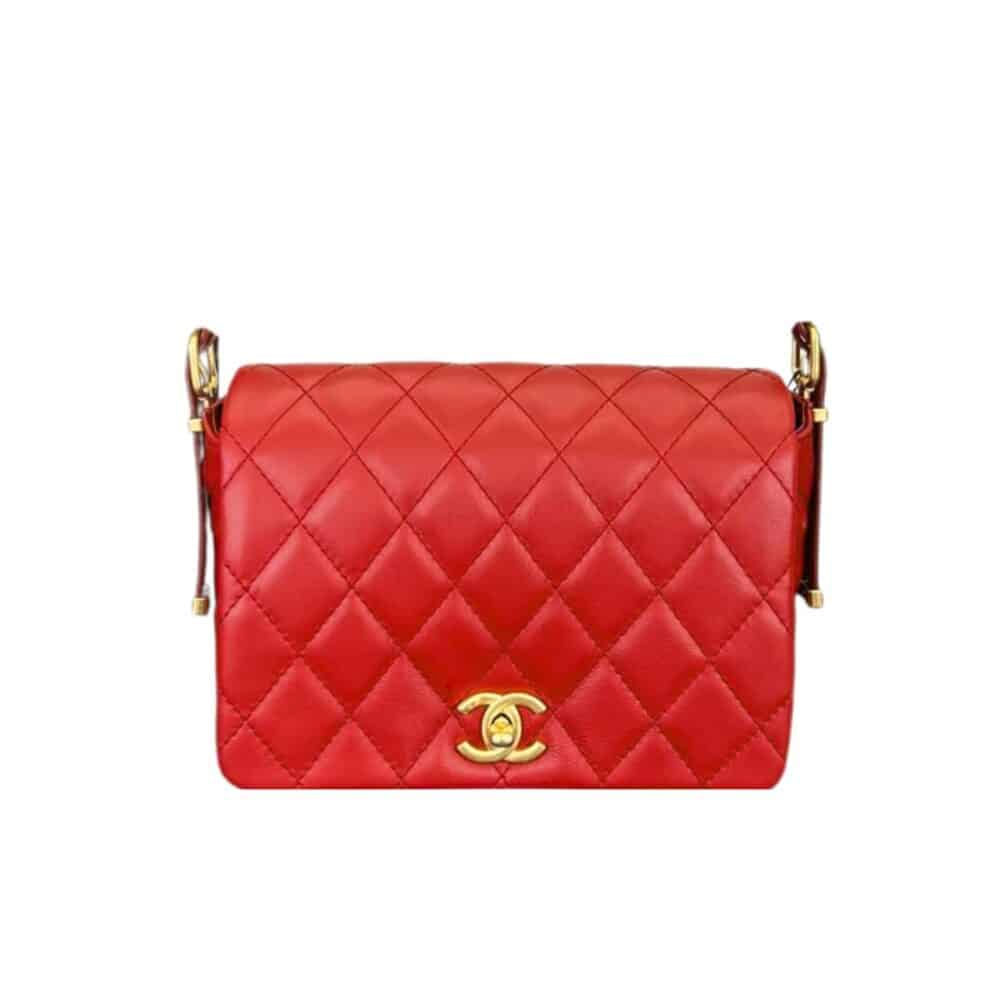 CHANEL 23B SMALL FLAP BAG RED 22CM